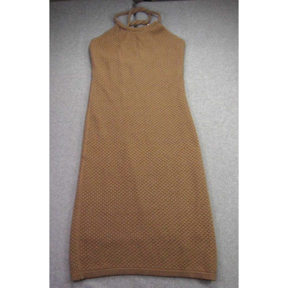 House of Harlow Dress Womens M Brown Knit Halter Braided Strap Lined Sweater NWT